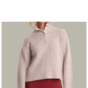 NEW 525 AMERICA boxy snap front henley top in oat